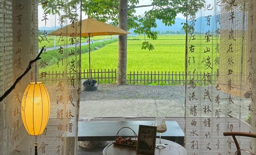 綠油油的稻田旁有一家新中式茶館🍵廣州增城的萬畝後花園，新中式風格裝修，環境安靜舒適